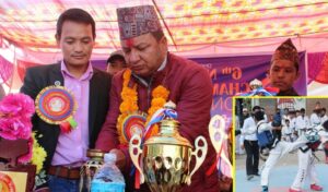 बुर्तिबाङमा आयोजित राष्ट्रिय तेक्वान्दो प्रतियोगिताको नगर प्रमुख नेपाली द्धारा उद्घाटन