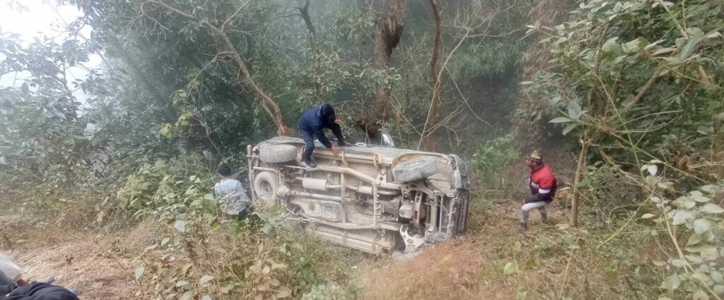 स्याङ्जामा स्कार्पियो जिप दुर्घटना हुँदा पाँच जना घाइते