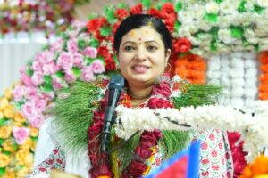 अमेरिका मुक्तिनाथ धाम मन्दिरमा भागवत मन्जरी राधिका दासी माताजिको प्रवचन हुदै