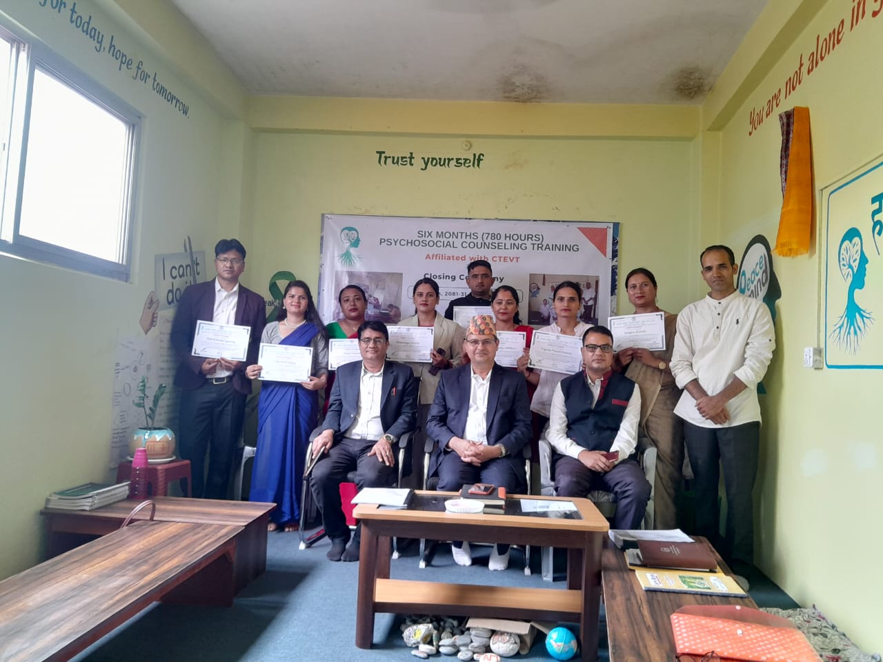 नौ जनाले पुरा गरे मनोसामाजिक मनोविमर्शको ६ महिने तालिम