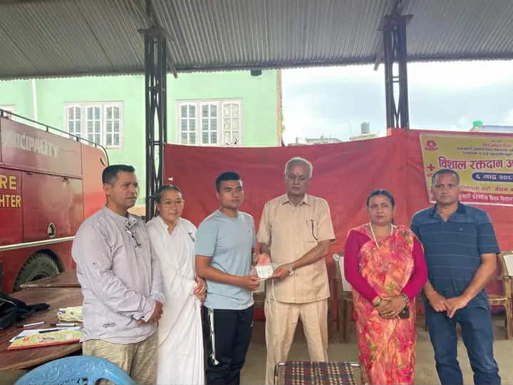 स्याङ्जाको पुतलीबजार नगरपालिकामा रक्तदान कार्यक्रम सम्पन्न, २३ जनाले गरे रक्तदान
