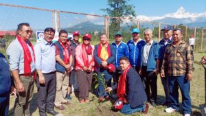 तमु धिं यूकेका पदाधिकारीलाई स्वागत तथा पोखरा रङ्गशालामा वृक्षरोपण कार्यक्रम
